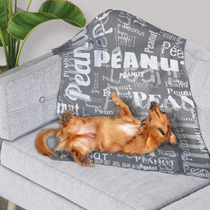 Repeating Pet Name Pattern Gray White Modern Fleece Blanket
