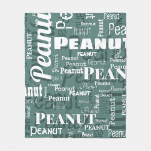 Repeating Pet Name Pattern Monstera Green & White Fleece Blanket