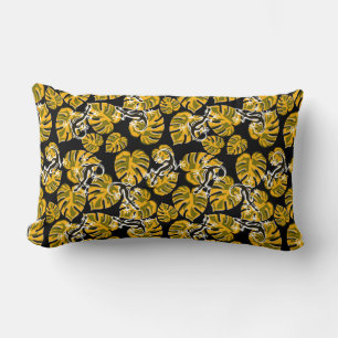 Repeating Salamander And Yellow Leaf Pattern Lumbar Pillow