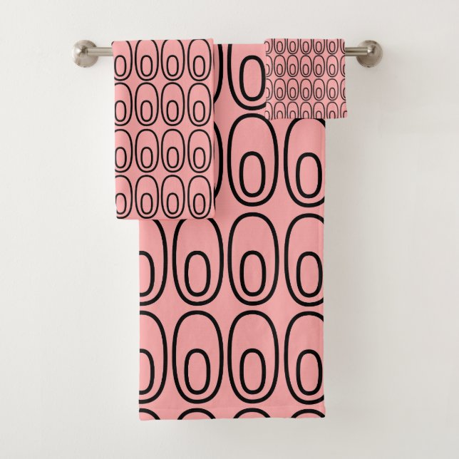 Repeating Salmon Ovals Bath Towel Set (Insitu)