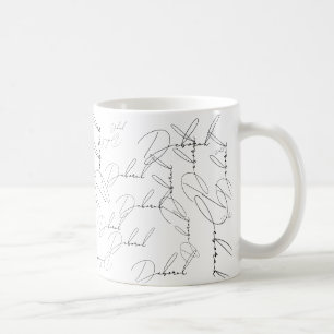Repeating Thin Font Name Typography Pattern  Coffee Mug