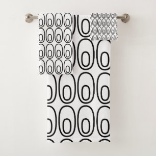 Repeating White Ovals Bath Towel Set