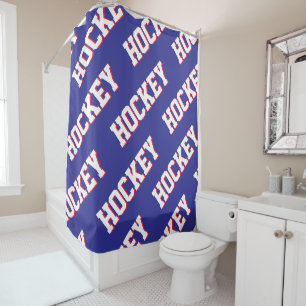Repeating White Red HOCKEY Text On Deep Blue