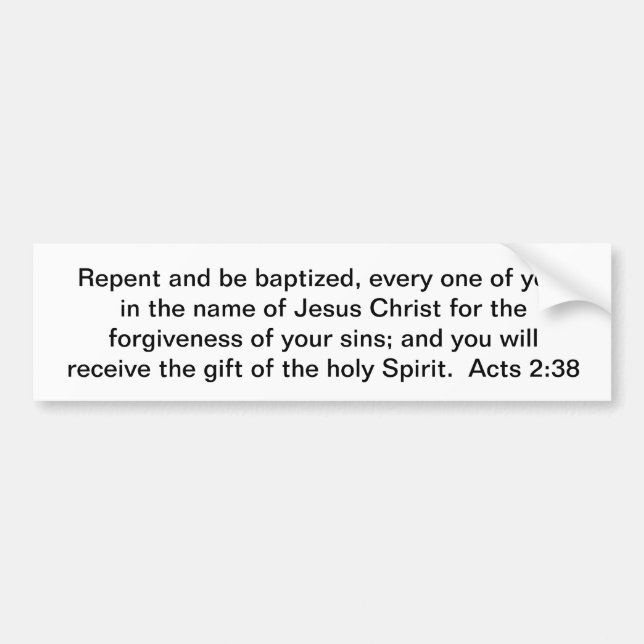 Repent and be Baptized Bumper Sticker (Front)