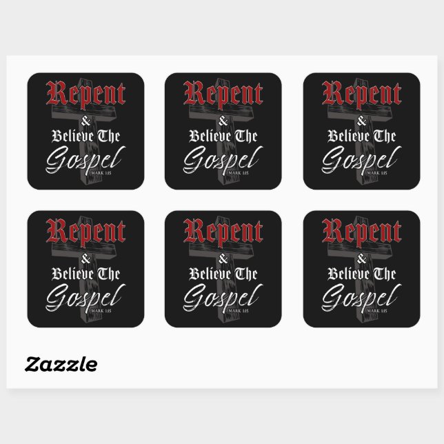 Repent & Believe the Gospel: Christian Faith Graph Square Sticker (Sheet)