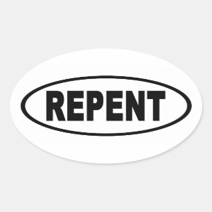 Repent Euro Style Oval Oval Sticker
