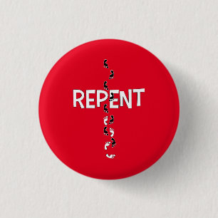 Repent Footprints Cross 1 Inch Round Button