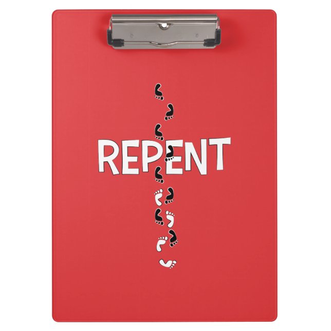 Repent Footprints Cross Clipboard (Front)