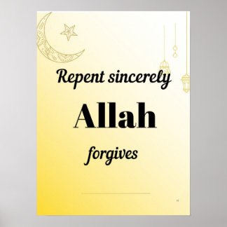 Repent sincerely. An islamic wall art .
