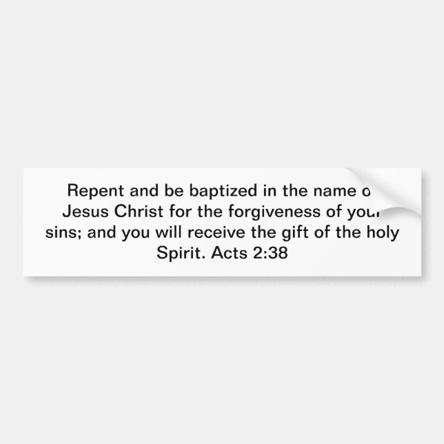Repentance and Baptism Bumper Sticker (Front)