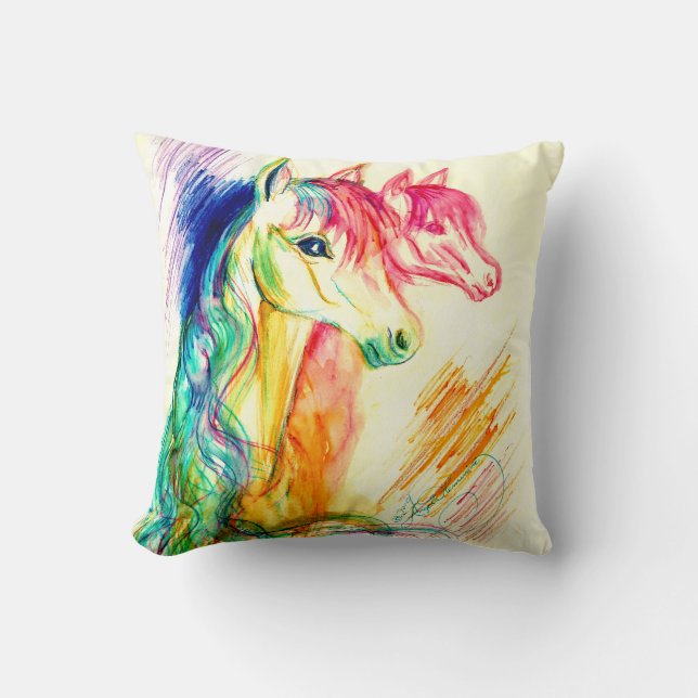 Repentir Horses Throw Pillow (Front)