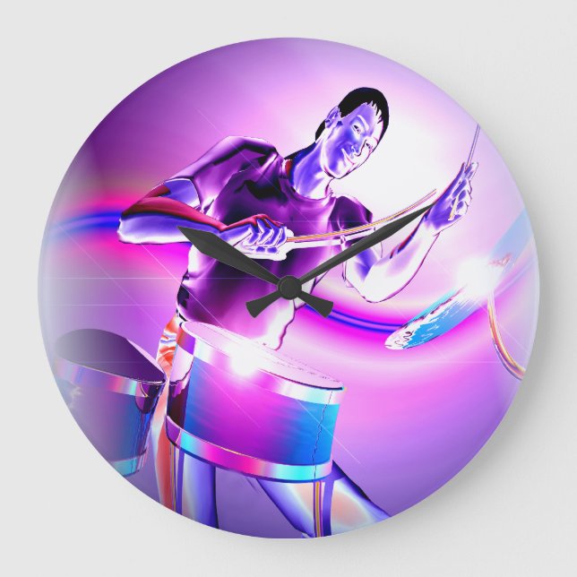 Repercussion - Purple Drummer  Large Clock (Front)