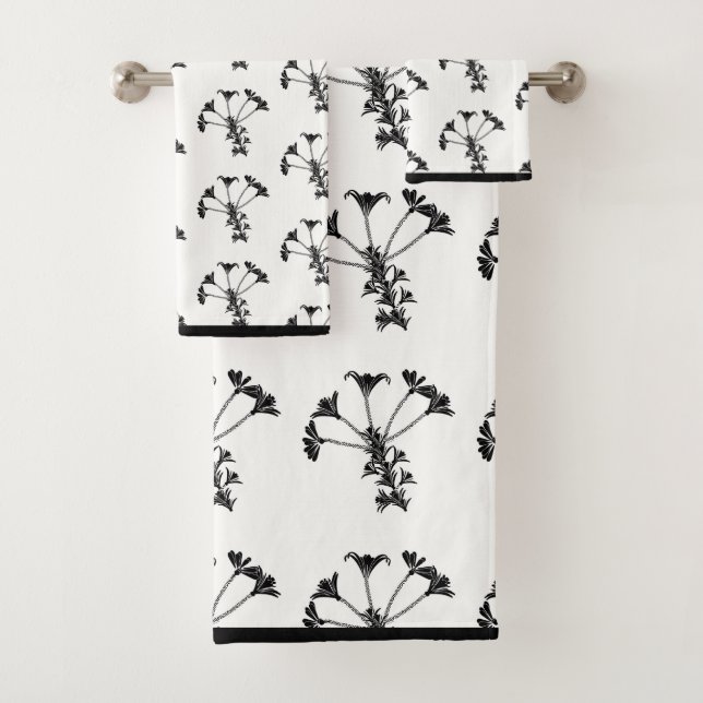 Répéter Floral Noir Sur L'Ensemble De Serviettes D (En situation)