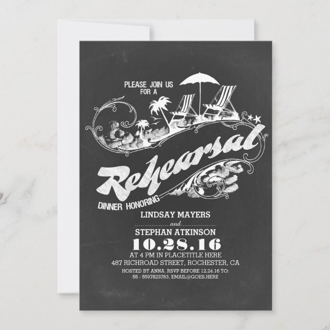 répétition de plage de tableau noir invitations à  (Devant)