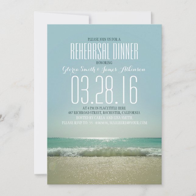 Répétition de plage moderne invitations à dîner av (Devant)