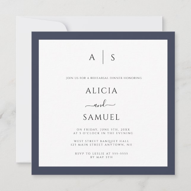 Répétition des Monogrammes de la Marine Invitation (Devant)