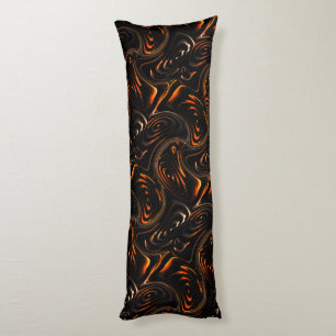 Repetition of twisted circles in dark red to brown body pillow
