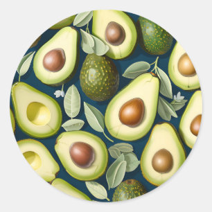Repetitive Avocado Pattern with Textured Contrast Classic Round Sticker