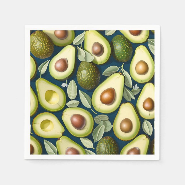 Repetitive Avocado Pattern with Textured Contrast Napkin (Front)