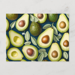 Repetitive Avocado Pattern with Textured Contrast Postcard