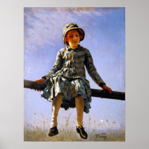 Repin - Dragonfly (Portrait Of Artist's Daughter) Poster