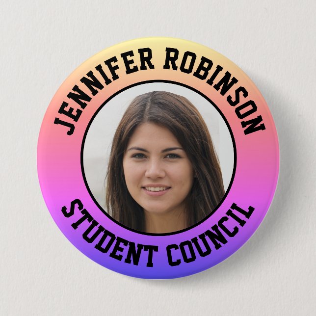 Replace Photo | Student Council 3 Inch Round Button (Front)