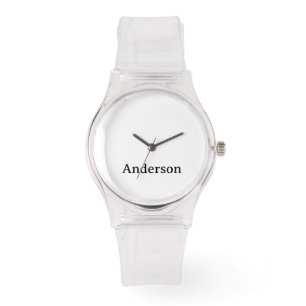 Replace Text Silicone Strap Clear Watch