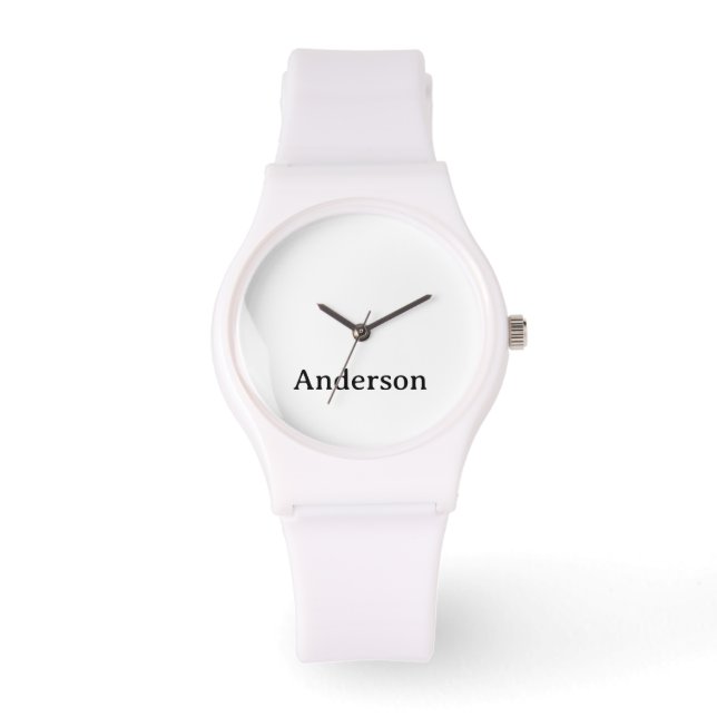 Replace Text Silicone Strap White Watch (Front)