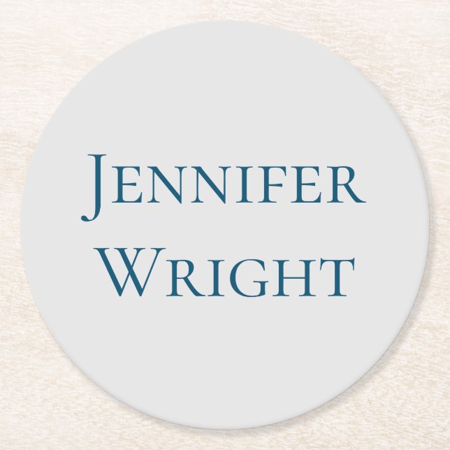 Replace with Your Name Classical Plain Round Paper Coaster (Front)