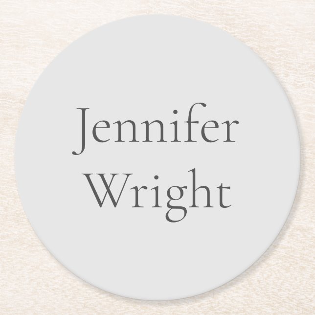 Replace with Your Name Classical Plain Round Paper Coaster (Front)