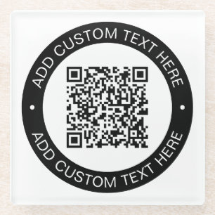 Replace with Your Own Uploaded QR code or Image Glass Coaster