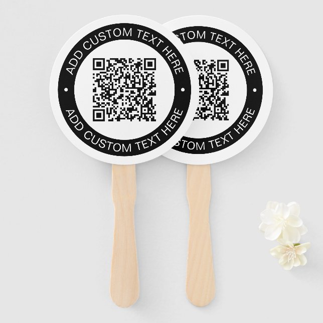 Replace with Your Own Uploaded QR code or Image Hand Fan (Front and Back)