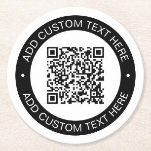 Replace with Your Own Uploaded QR code or Image Round Paper Coaster