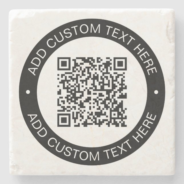 Replace with Your Own Uploaded QR code or Image Stone Coaster (Front)