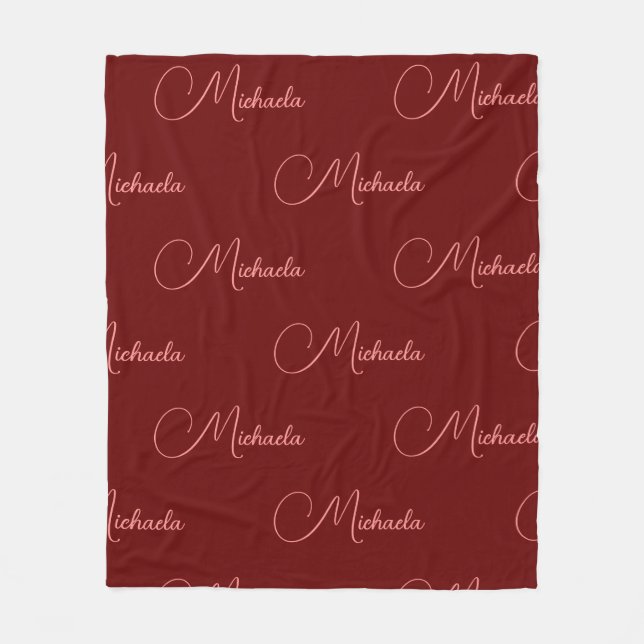 Replace Your Name Template Dark Red Typography Fleece Blanket (Front)
