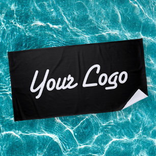 Replaceable logo Add Your Own Logo Black Beach Towel