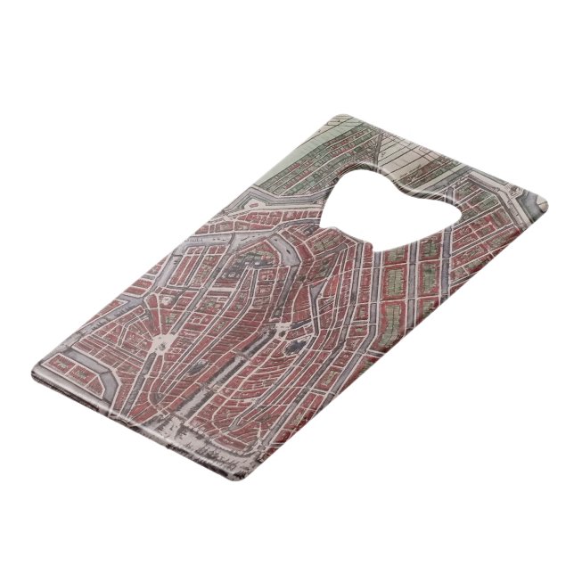 Replica city map of Amsterdam 1652 Credit Card Bottle Opener (Front Angled)