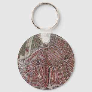 Replica city map of Amsterdam 1652 Keychain