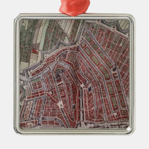 Replica city map of Amsterdam 1652 Metal Ornament