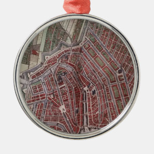 Replica city map of Amsterdam 1652 Metal Ornament