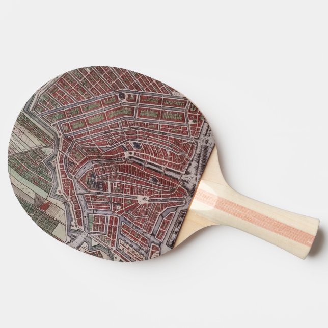 Replica city map of Amsterdam 1652 Ping Pong Paddle (Side)