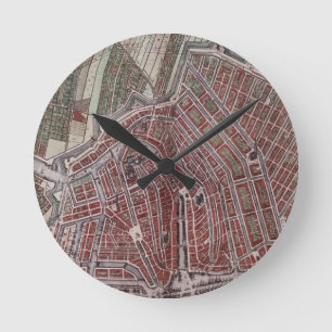 Replica city map of Amsterdam 1652 Round Clock