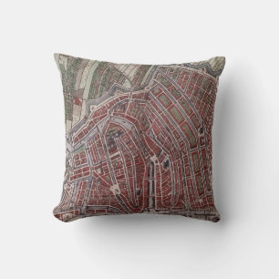 Replica city map of Amsterdam 1652 Throw Pillow