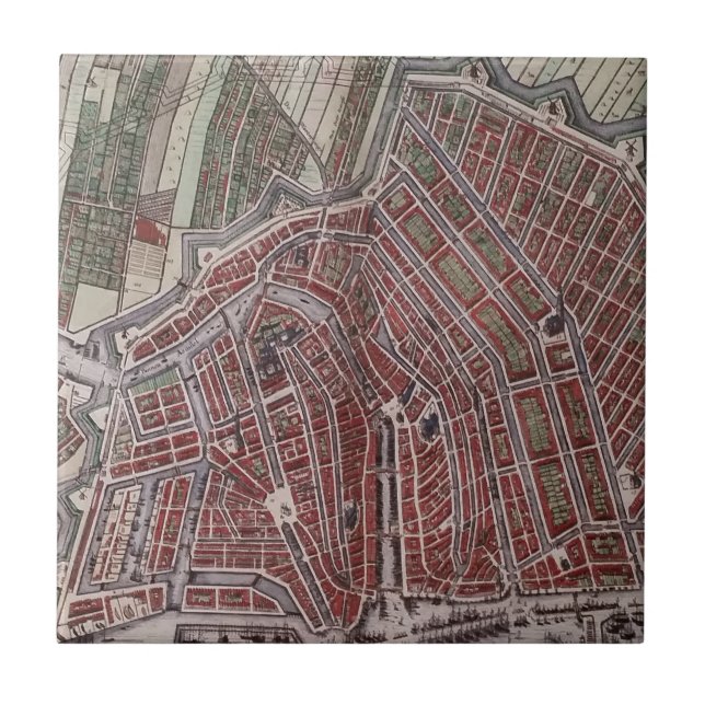 Replica city map of Amsterdam 1652 Tile (Front)