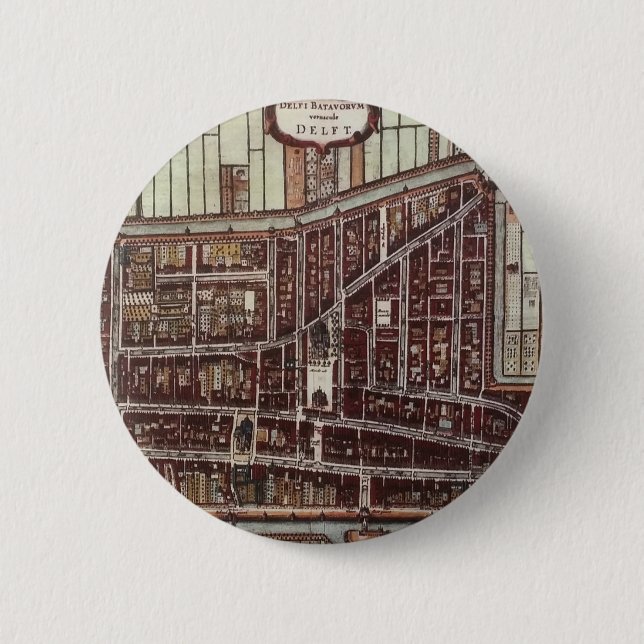 Replica city map of Delft 1649 2 Inch Round Button (Front)