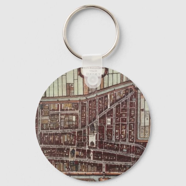 Replica city map of Delft 1649 Keychain (Front)