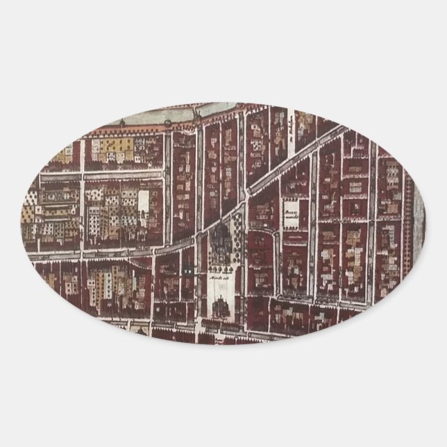 Replica city map of Delft 1649 Oval Sticker (Front)