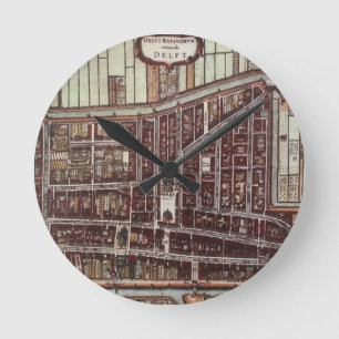 Replica city map of Delft 1649 Round Clock