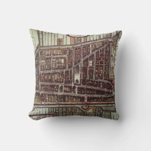 Replica city map of Delft 1649 Throw Pillow