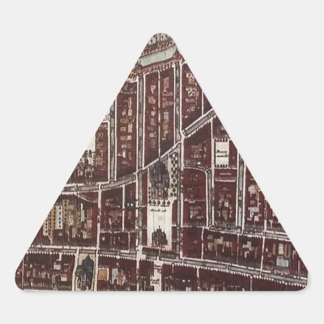 Replica city map of Delft 1649 Triangle Sticker (Front)